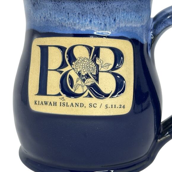 Deneen Pottery B & B Kiawah Island Large Size - BLUE DRIP Coffee Mug - Picture 2 of 5
